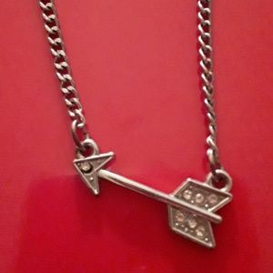 Silver Cupid's Arrow Silver Necklace w Stones